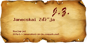 Janecskai Zója névjegykártya
